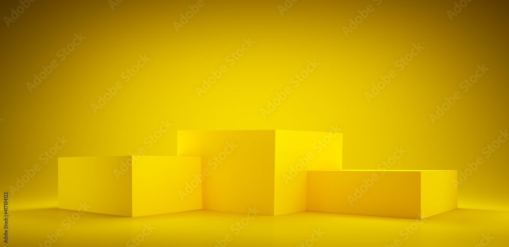 Abstract geometric yellow winner podium - 3d illustration Abstract geometric yellow winner podium - 3d illustration