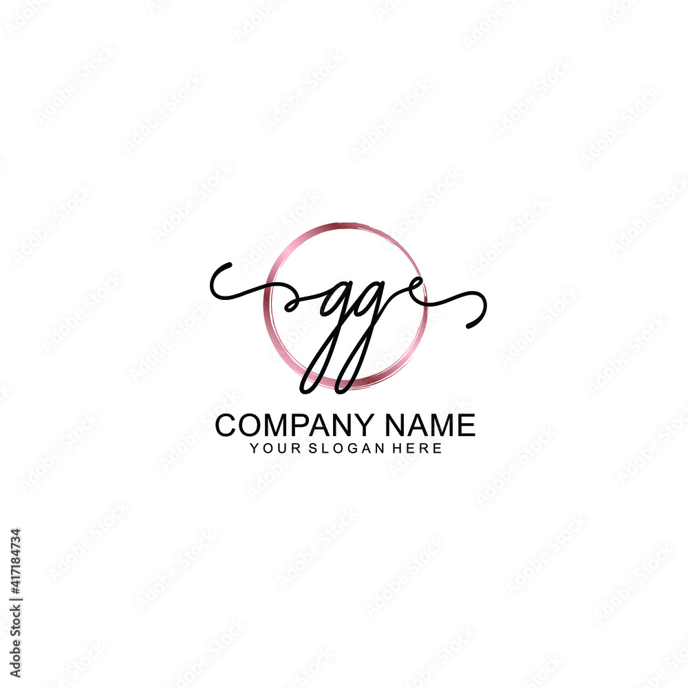Letter GG Beautiful handwriting logo