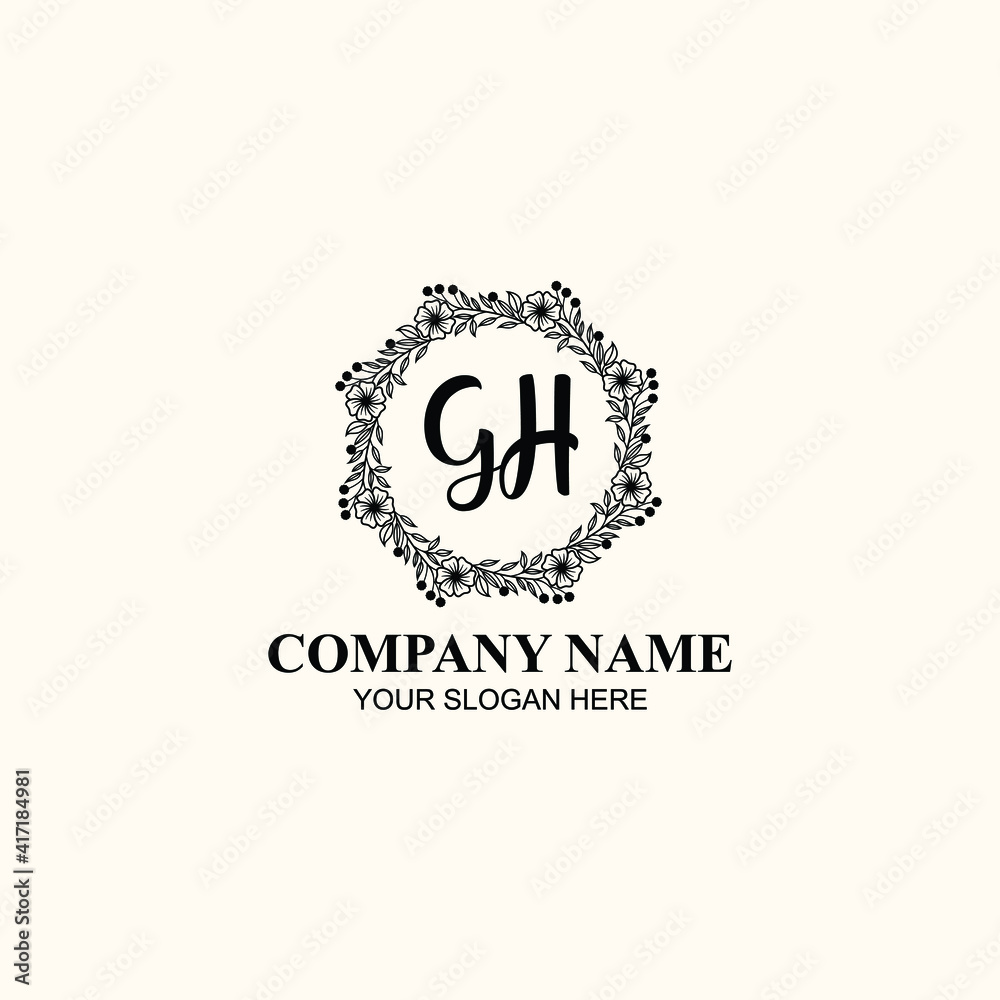 Letter GH Beautiful handwriting logo Letter GH Beautiful handwriting logo