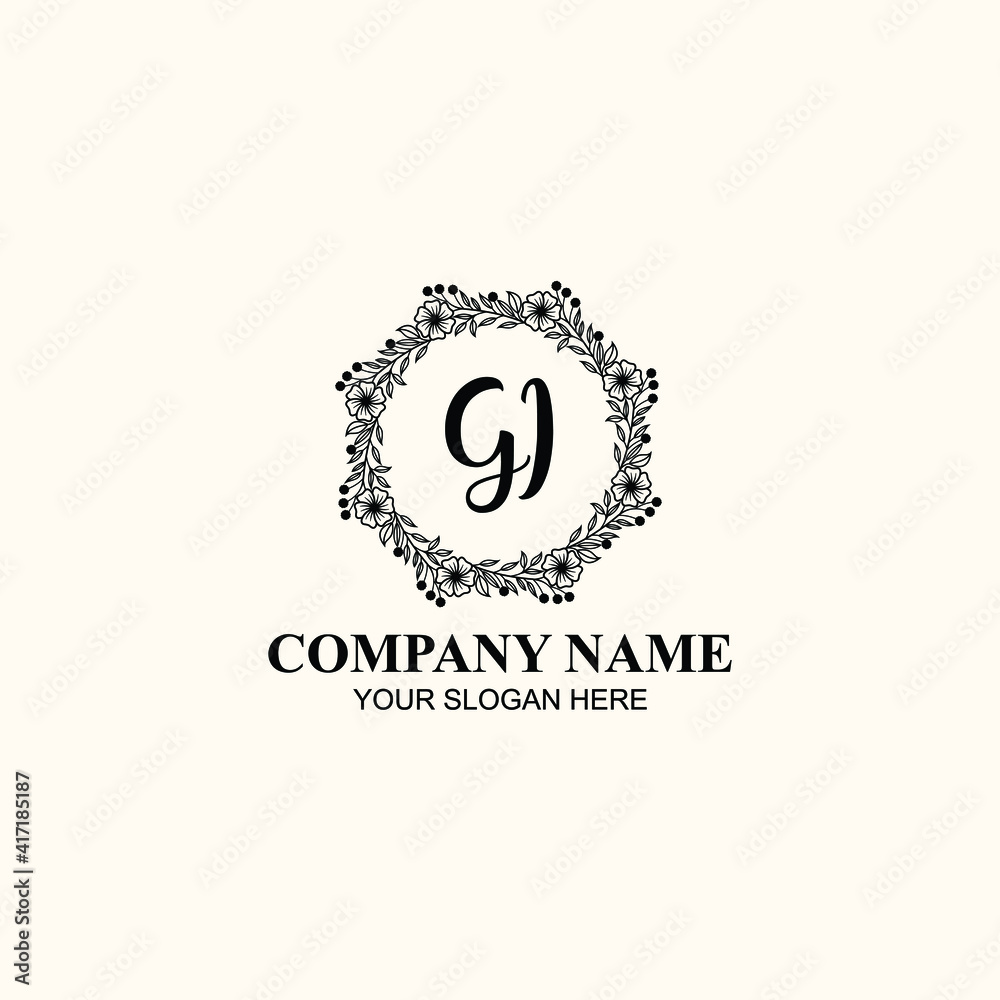Letter GI Beautiful handwriting logo Letter GI Beautiful handwriting logo