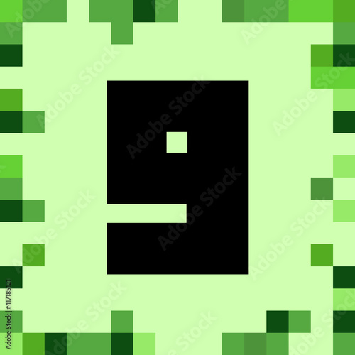 number 9 pixel block