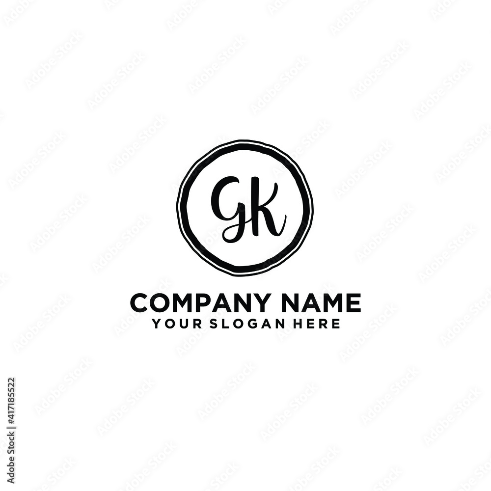 Letter GK Beautiful handwriting logo Letter GK Beautiful handwriting logo
