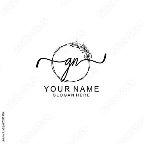 Letter GN Beautiful handwriting logo