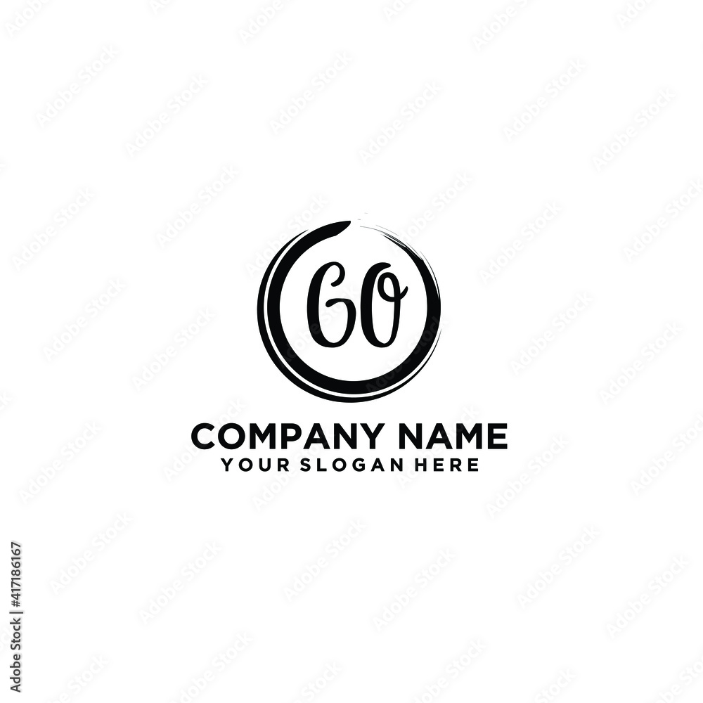 Letter GO Beautiful handwriting logo Letter GO Beautiful handwriting logo