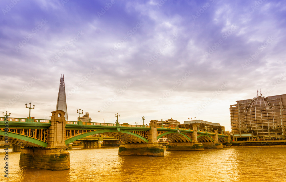 Fototapeta premium Southwark Bridge and new skyline in London.