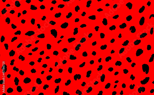 Abstract modern leopard seamless pattern. Animals trendy background. Red and black decorative vector stock illustration for print, card, postcard, fabric, textile. Modern ornament of stylized skin
