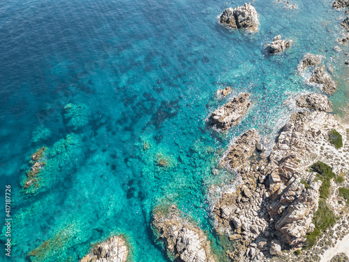 Fototapeta Naklejka Na Ścianę i Meble -  Sardinian coast and sea, aerial view