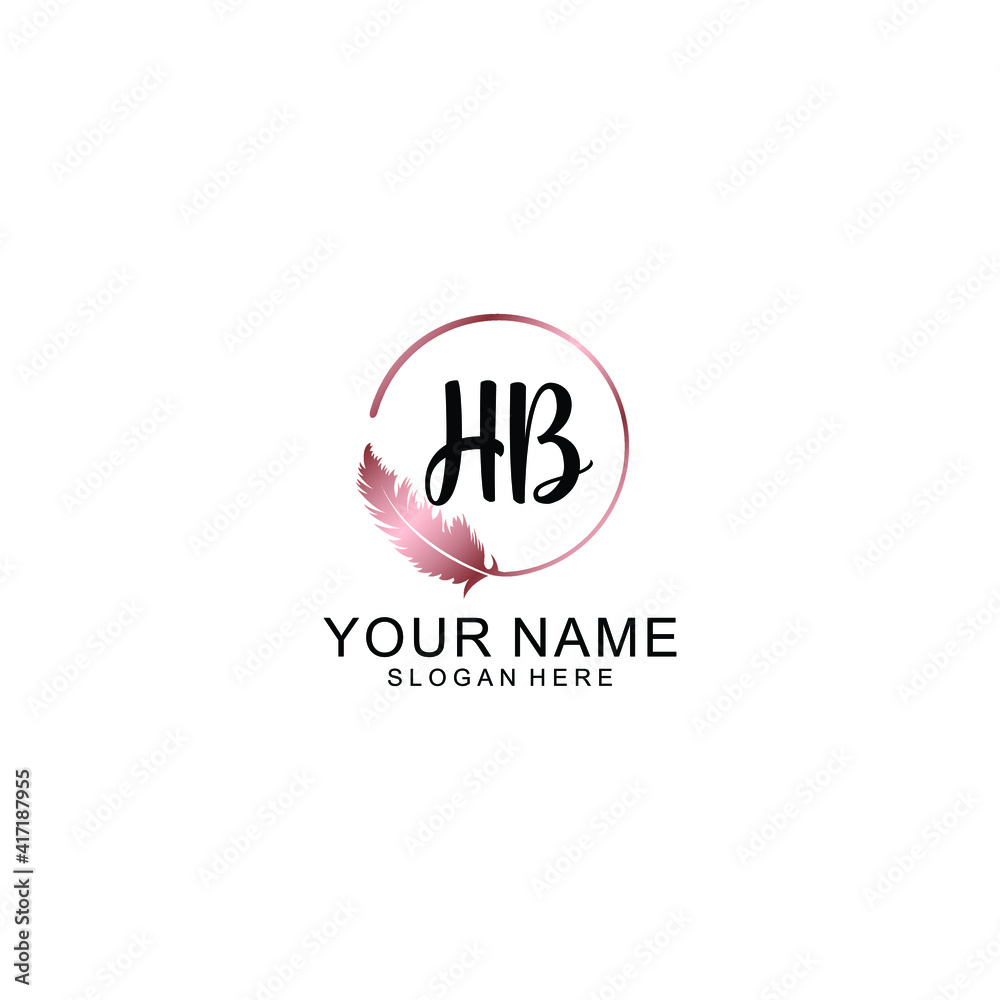 Letter HB Beautiful handwriting logo Letter HB Beautiful handwriting logo