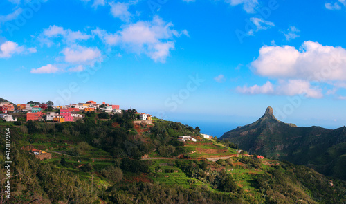 Panoramic view over Las Carboneras with Roque de Taborno in the Anaga mountains (Tenerife, Spain) photo