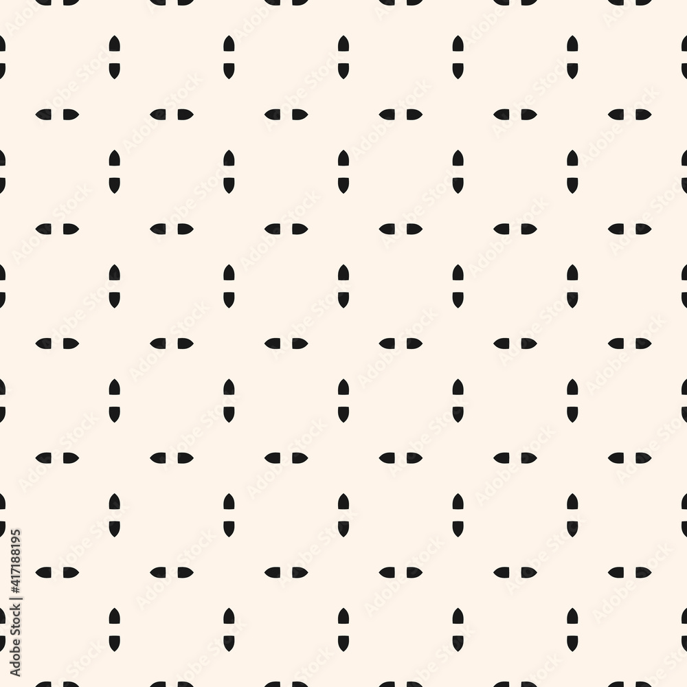 Black and white vector minimalist seamless pattern. Subtle minimal geometric ornament, abstract monochrome background texture. Simple wallpapers with small dots, petals. Repeat design for decor, print Black and white vector minimalist seamless pattern. Subtle minimal geometric ornament, abstract monochrome background texture. Simple wallpapers with small dots, petals. Repeat design for decor, print