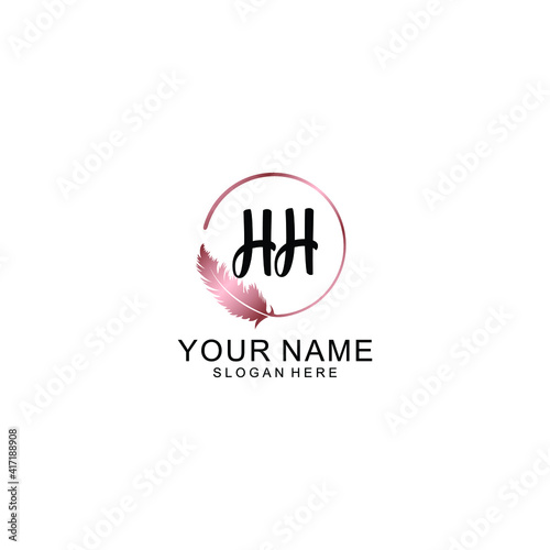 Letter HH Beautiful handwriting logo