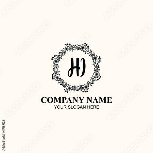 Letter HI Beautiful handwriting logo