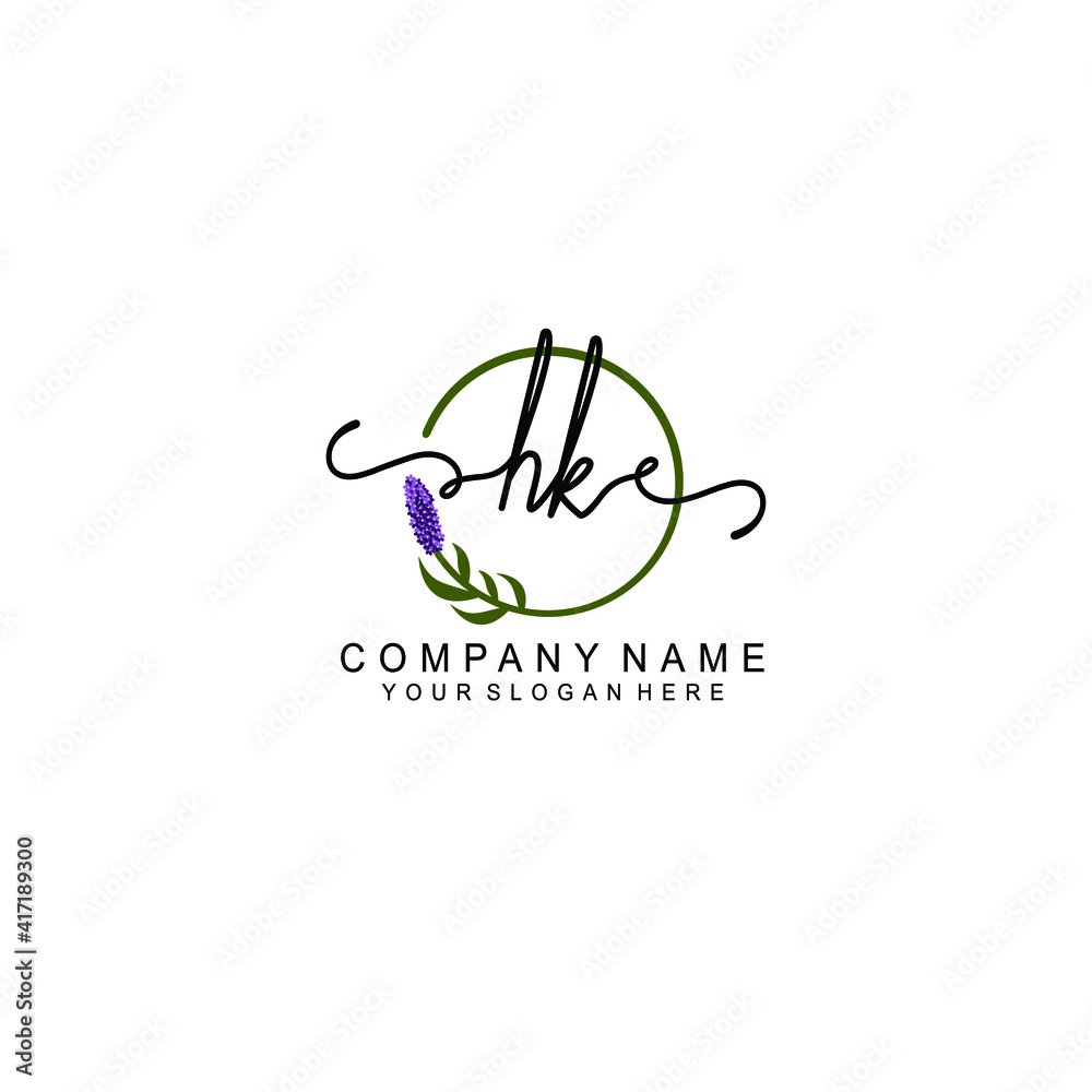 Letter HK Beautiful handwriting logo