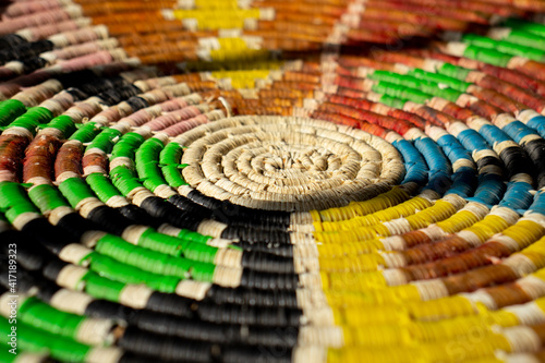 Arabian woven straw by palestinian hands with beautiful colors © Diya