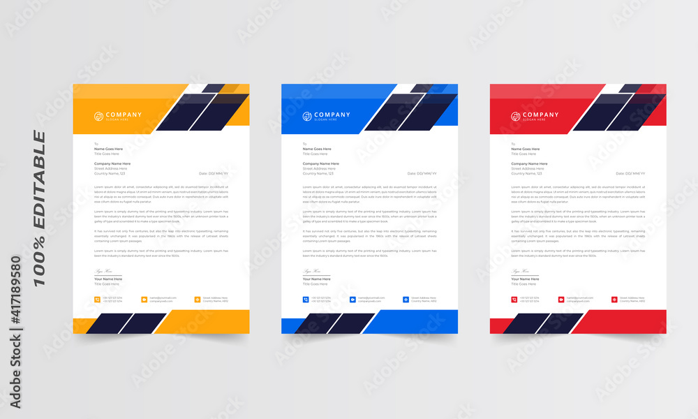 Letterhead template. Business letterhead design template