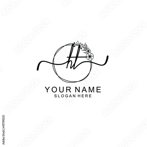 Letter HT Beautiful handwriting logo