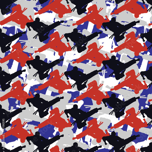 Cool Seamless Texture Pattern MMA, karate for print on t-shirts, rashguard. Vector, EPS.