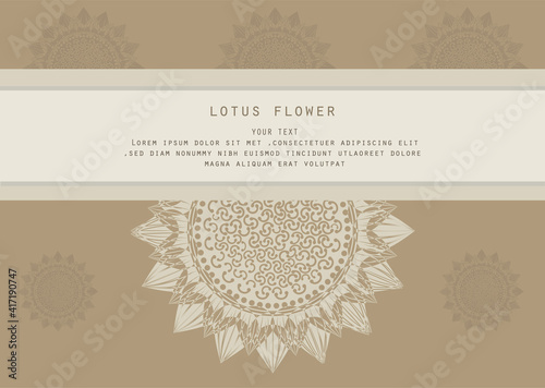 Vector Brown lotus flower isolated on white background Thai style.Circled element for design. Flower pattern isolated on white background. petal of the lotus blossom.Logo template. yoga.