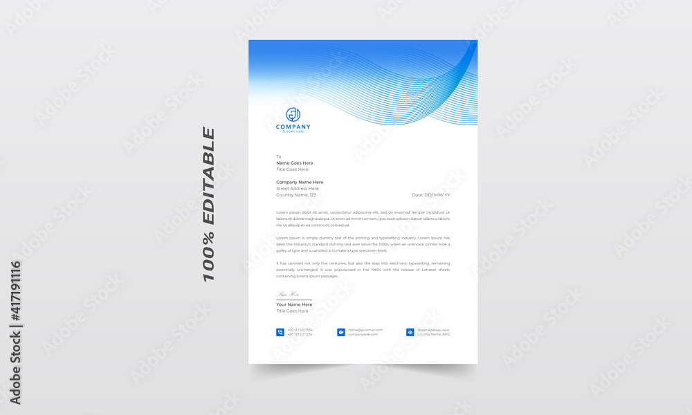 Letterhead template. Business letterhead design template Letterhead template. Business letterhead design template