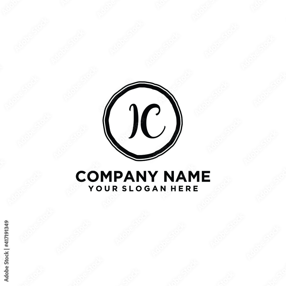 Letter IC Beautiful handwriting logo