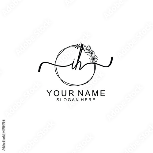Letter IH Beautiful handwriting logo