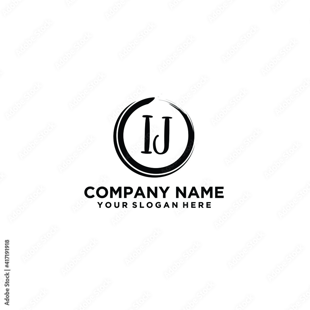 Letter IJ Beautiful handwriting logo Letter IJ Beautiful handwriting logo