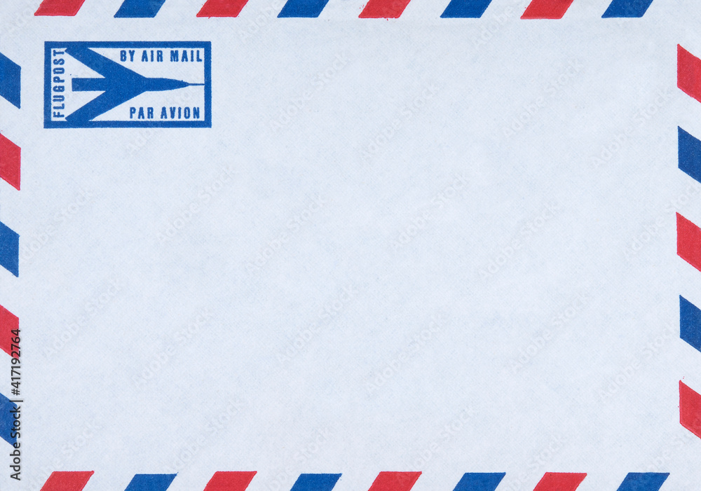 luftpost airmail air mail blank blanco briefumschlag envelope vintage retro  alt old blank blanco flugzeug plane flugpost Stock Photo | Adobe Stock