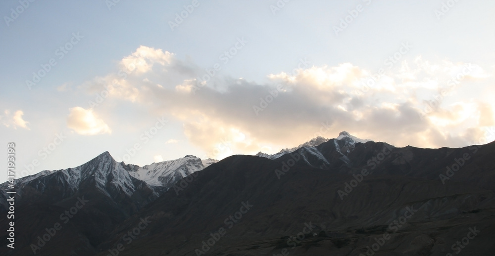 Beautiful landscape of Fann Mountains, Tajikistan. Photo with copy space