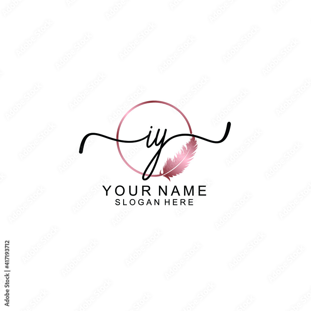 Letter IY Beautiful handwriting logo Letter IY Beautiful handwriting logo