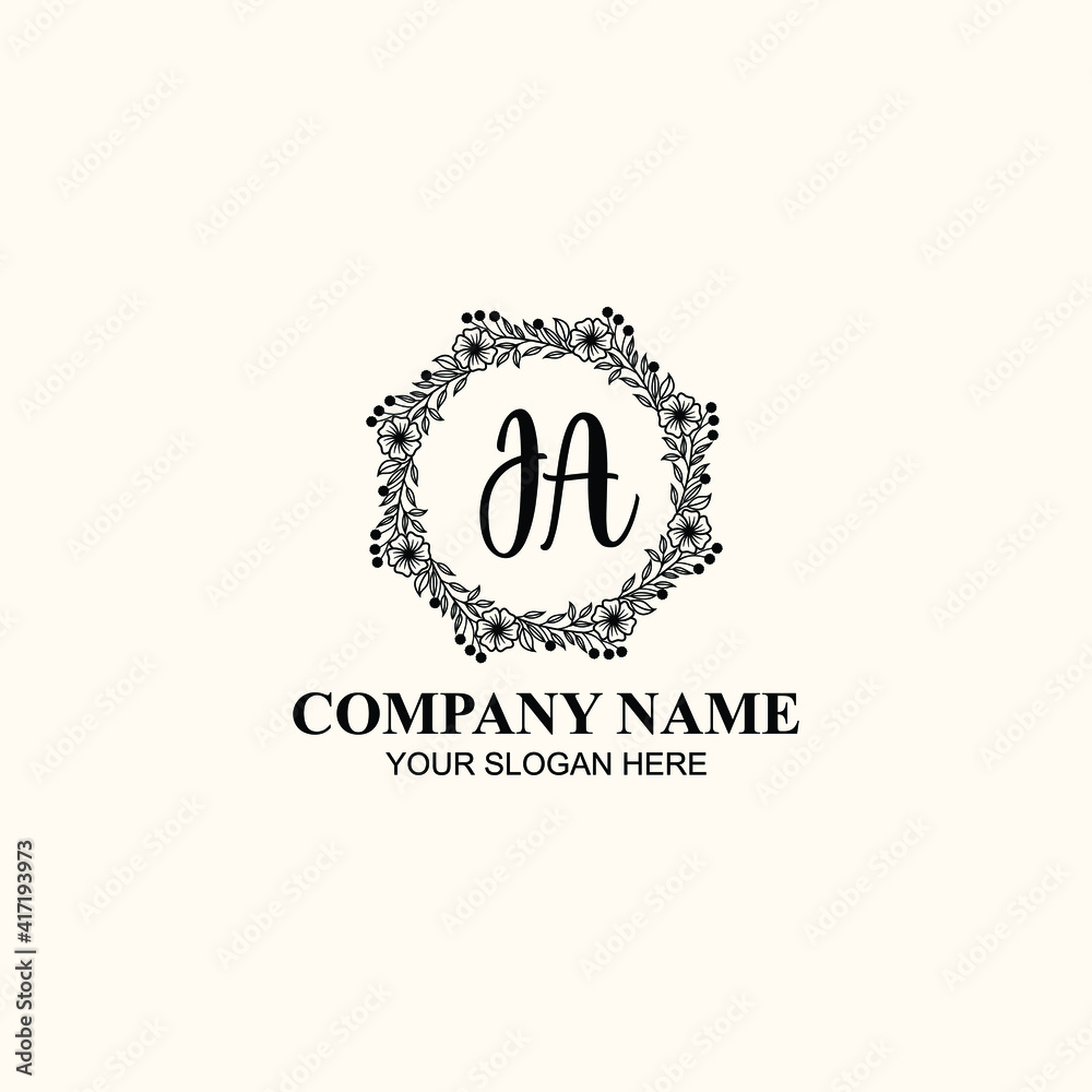 Letter JA Beautiful handwriting logo Letter JA Beautiful handwriting logo