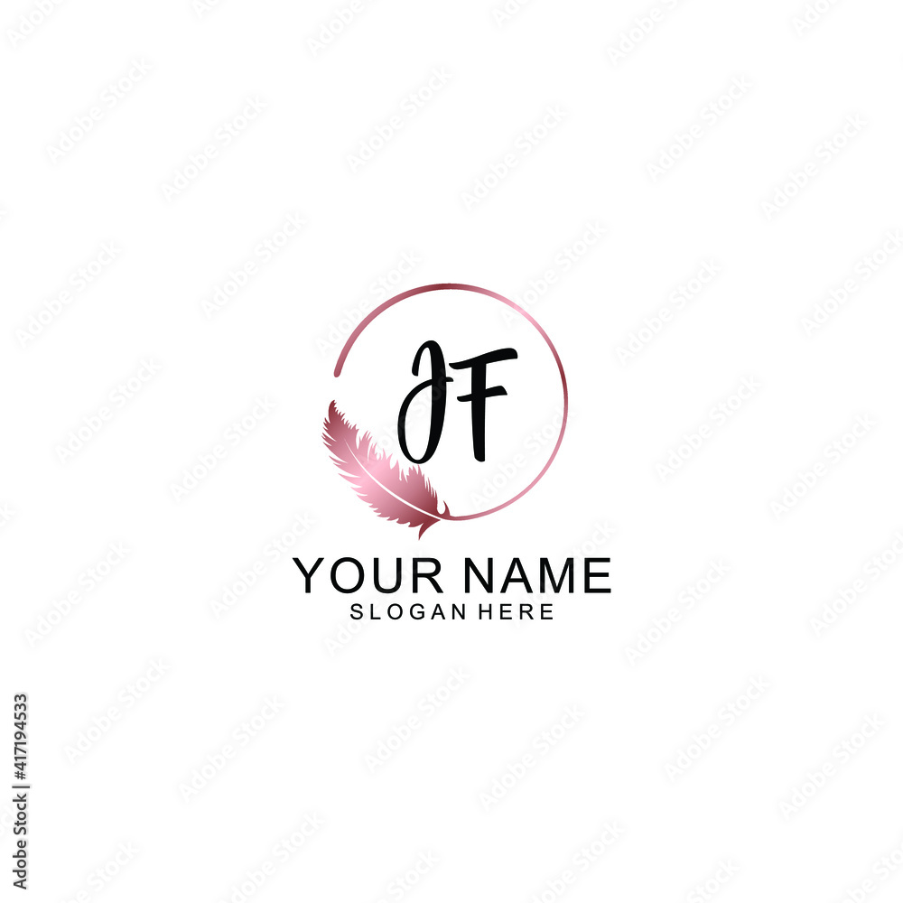 Letter JF Beautiful handwriting logo Letter JF Beautiful handwriting logo