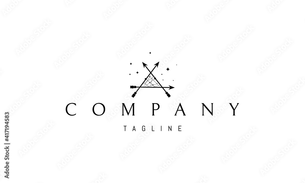Obraz premium Vector logo on which an abstract image of a shamanic amulet composed of three arrows.