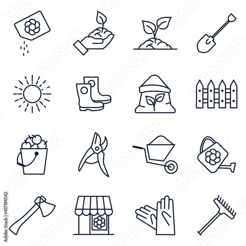 Set of Flower and Gardening icon. Gardening pack symbol template for graphic and web design collection logo vector illustration