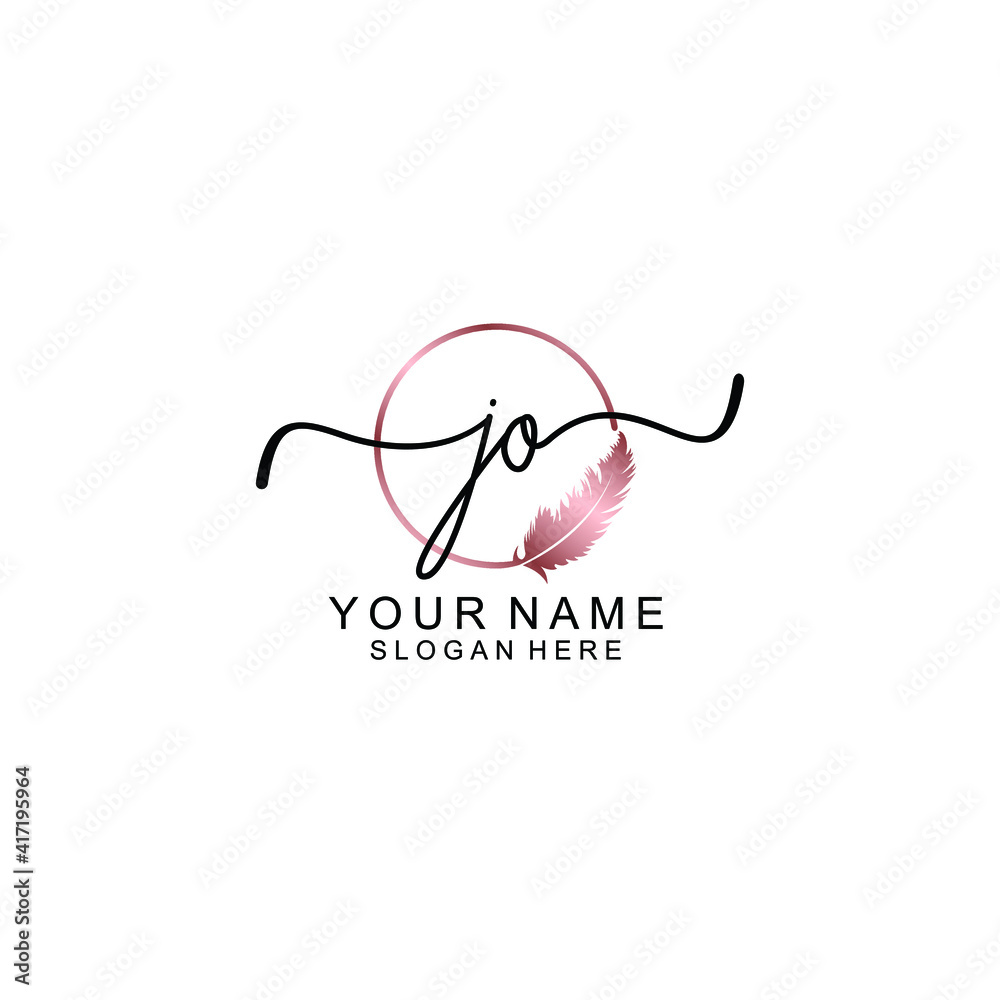 Letter JO Beautiful handwriting logo