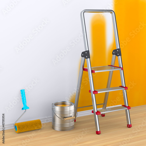 Repair in room. Painting of...