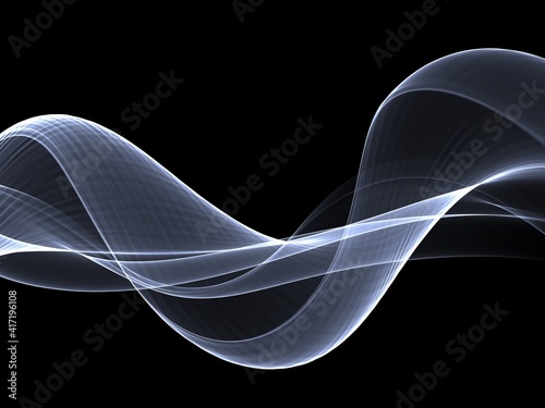 Abstract grey wave on a black background