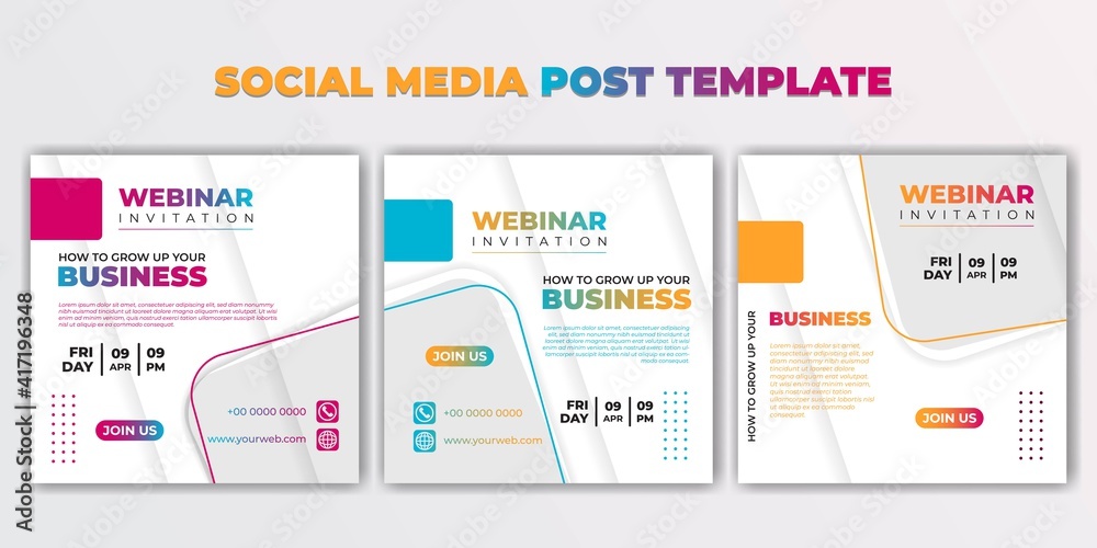 Social media post template vector illustration. set of social media template with colorful design.