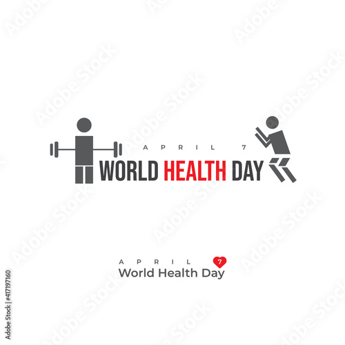 world health day logo,icon,banner,t-shirt design,illustration vector template.world health day concept. exercising silhouette running weight lifting. exercising concept world health day vector eps 10.