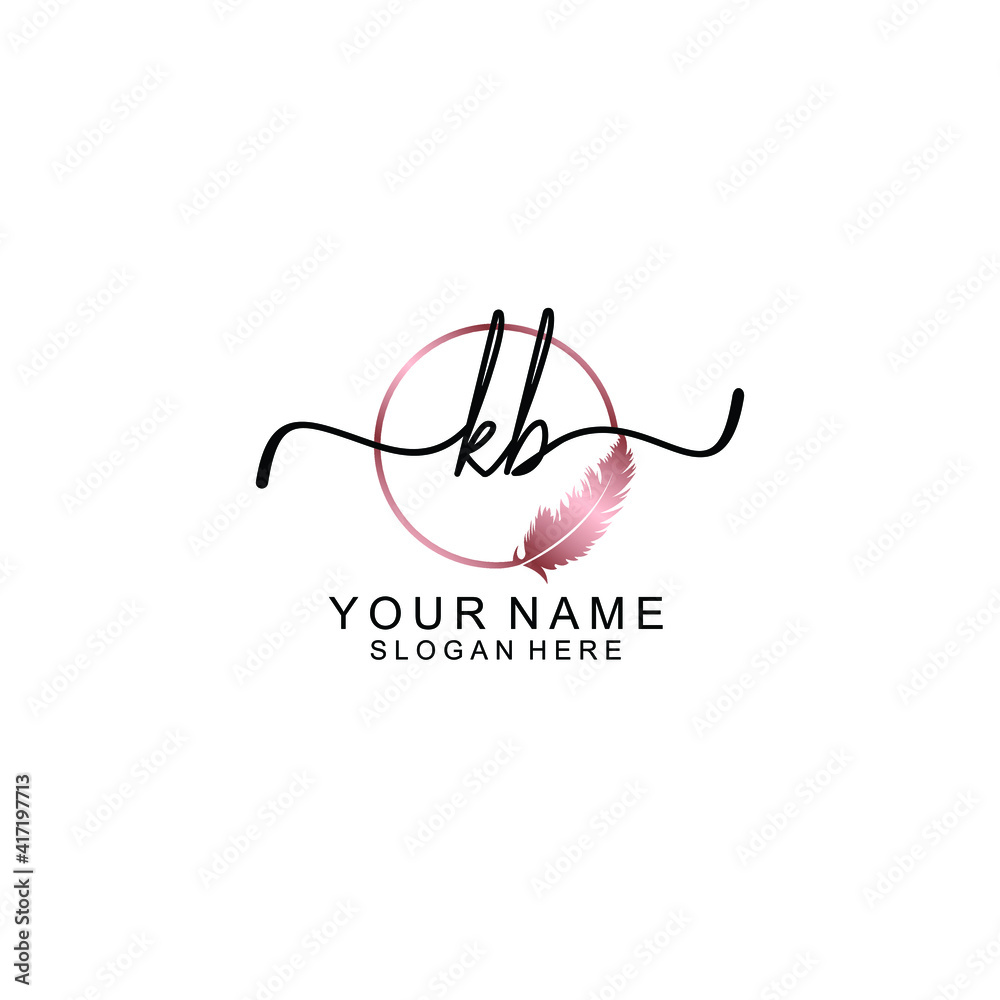 Letter KB Beautiful handwriting logo Letter KB Beautiful handwriting logo