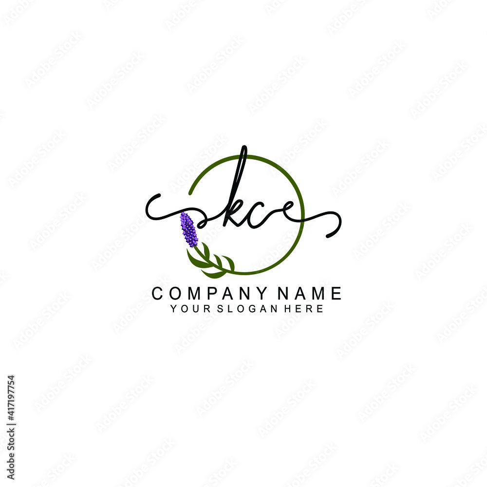Letter KC Beautiful handwriting logo