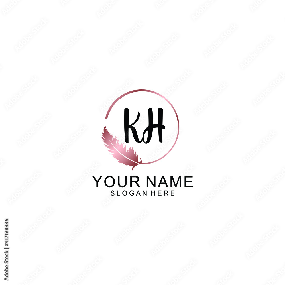 Letter KH Beautiful handwriting logo Letter KH Beautiful handwriting logo