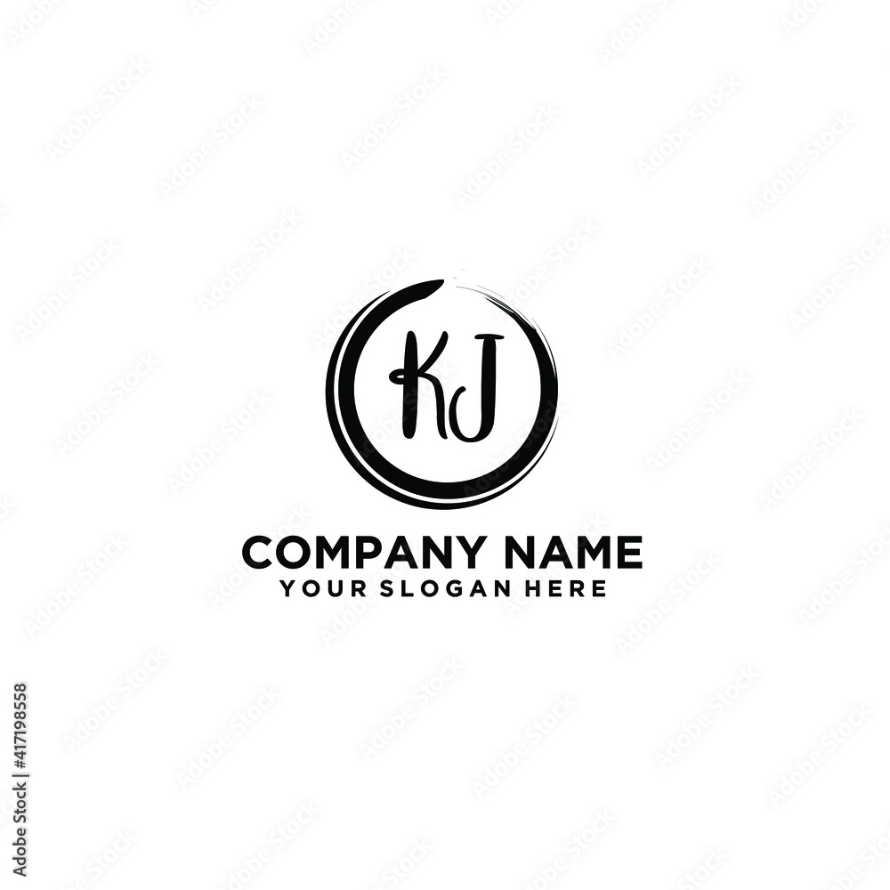 Letter KJ Beautiful handwriting logo Letter KJ Beautiful handwriting logo