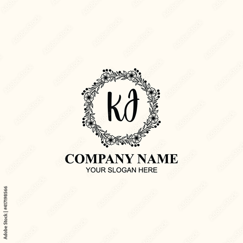Letter KJ Beautiful handwriting logo Letter KJ Beautiful handwriting logo