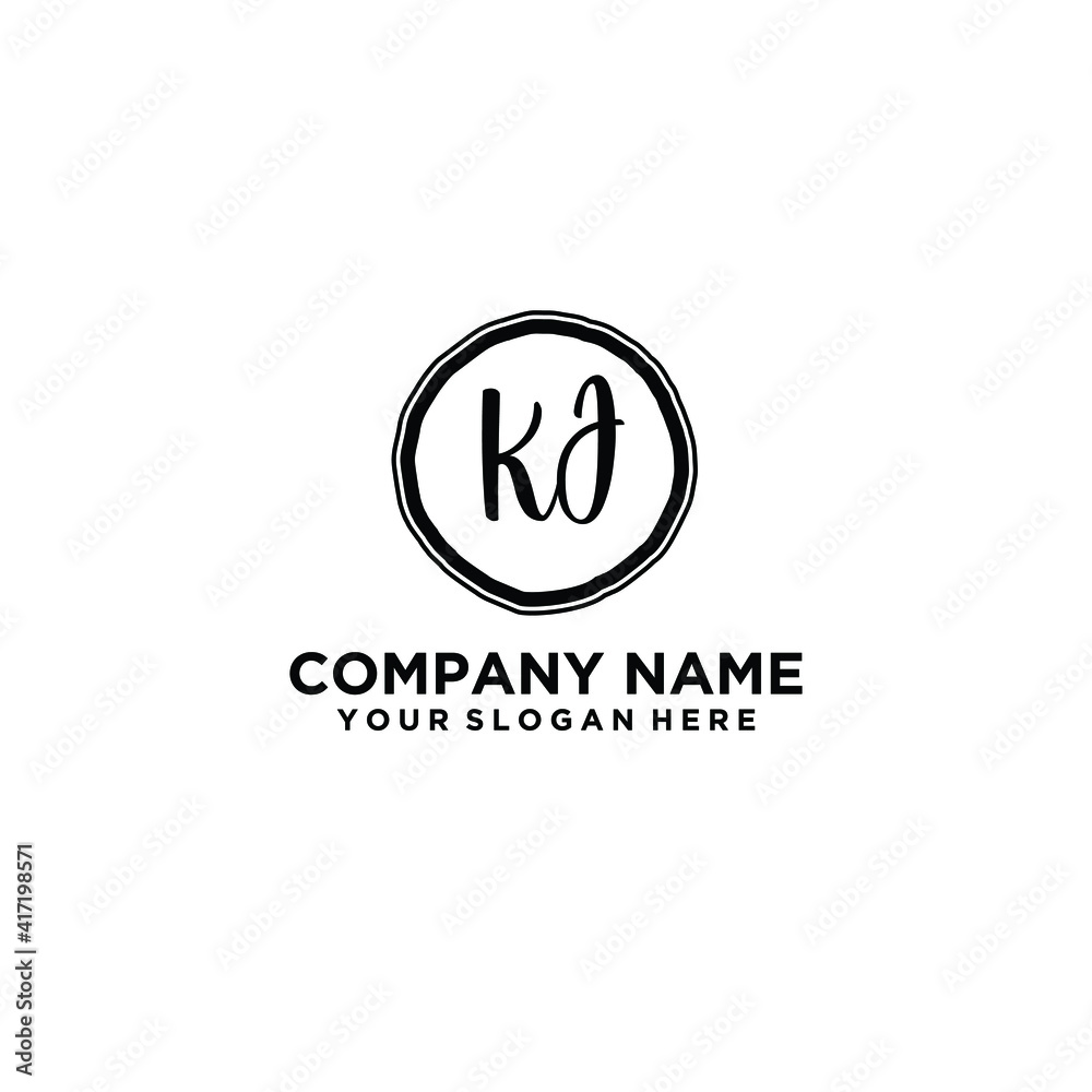 Letter KJ Beautiful handwriting logo Letter KJ Beautiful handwriting logo