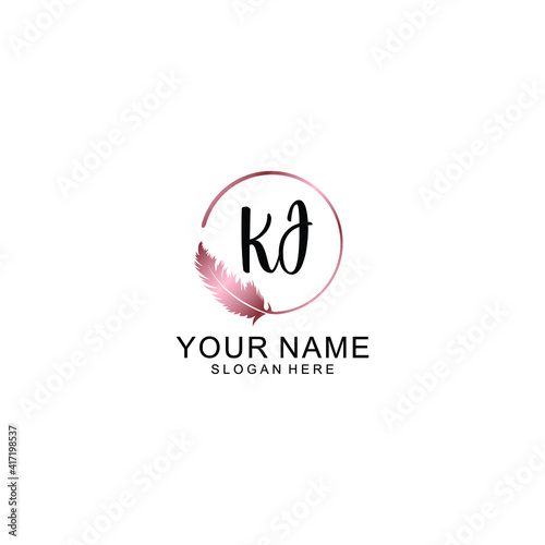 Letter KJ Beautiful handwriting logo