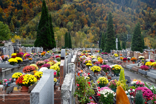 Bild auf Leinwand All Saints' Day at a cemetery