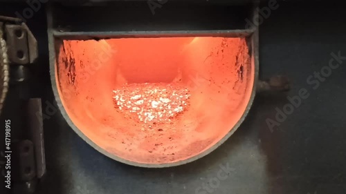 View of the ash from the pellets in the furnace

