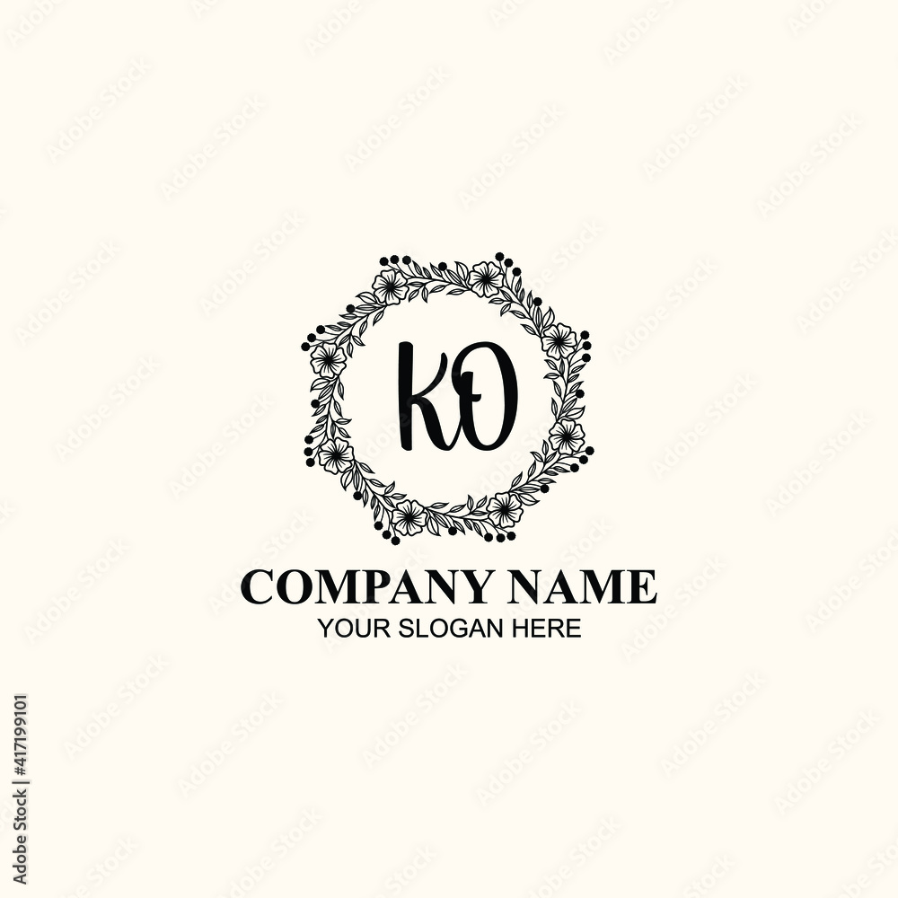 Letter KO Beautiful handwriting logo