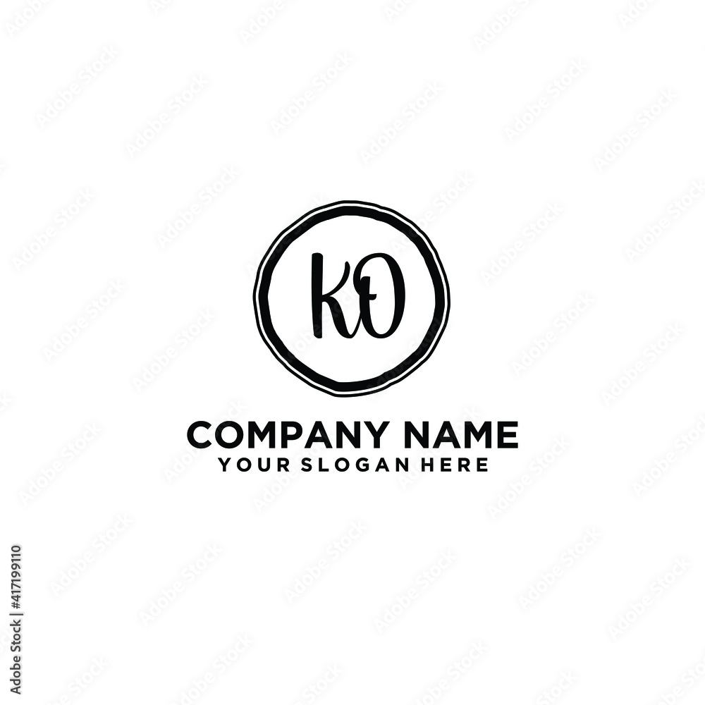 Letter KO Beautiful handwriting logo Letter KO Beautiful handwriting logo