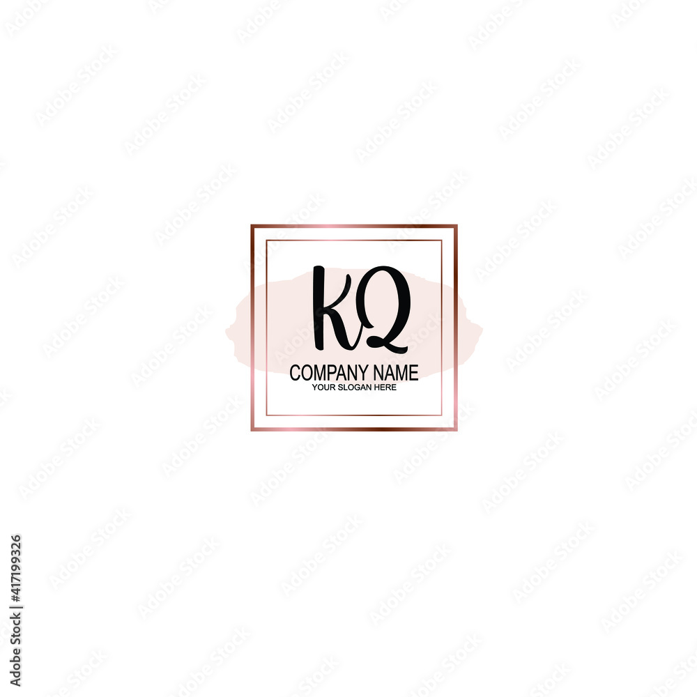 Letter KQ Beautiful handwriting logo Letter KQ Beautiful handwriting logo